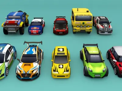 Low Poly Rally Car Pack Low-poly 3D model Low-poly 3D model