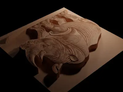 Rhino CNC 3d Print High Relief Sand Casting 3D print model