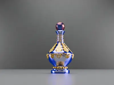 Blue Perfume In Glass Bottles 3D model