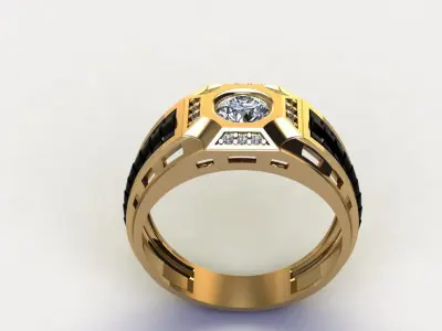 man ring cross black 3D print model