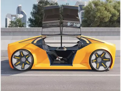Futuristic electric car concept - driverless vehicle  3D model