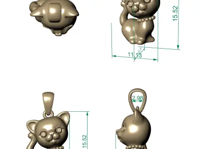 pendant cat kittie cute 3D print model
