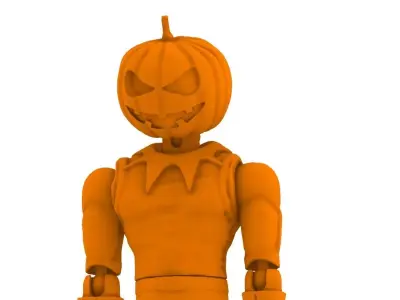 Halloween Pumpkin Head - ARTICULATED ACTION FIGURE 100mm 3D print model