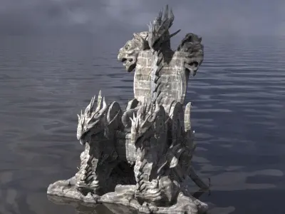 Queen of dragons Throne medieval 3D model