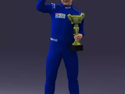 000170 Racing Champion Holding Trophy 0808 3dp 3D print model