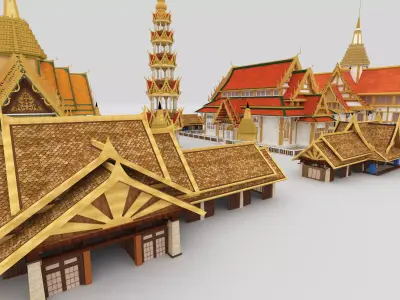 Thailand architecture Low-poly 3D model