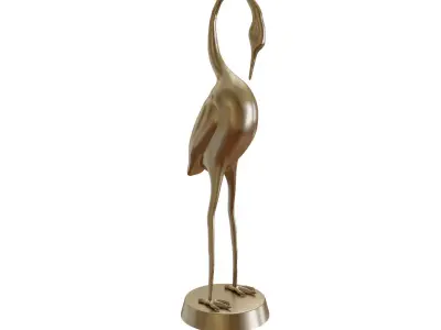  Brass Heron Bird Statue Decoration furniture Interior Design 3D model