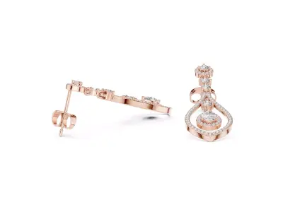    Teardrop Diamond Dangle Earrings 3D print model