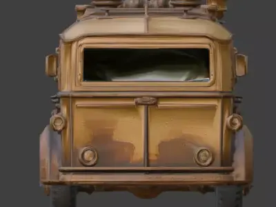 Steampunk Troop Transport Vehicle 3D Model Low-poly 3D model