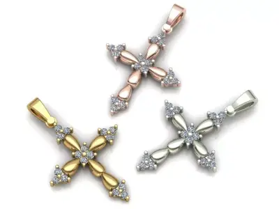 Pendant Cross Jewelry Brand Gold 3D print model