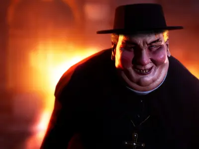 Punisher Priest - Rigged and Animated Low-poly 3D model