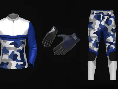 Cycling Set camouflage long sleeve jersey 3D model