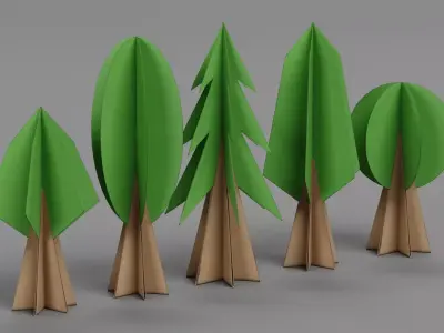 Paper Trees Low-poly 3D model