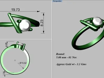 light weight gold diamond rings-C111116SKCH202604-wt-0-5 3D print model