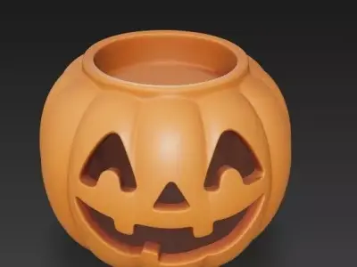 Smiling Pumpkin Candle Holder 3D print model