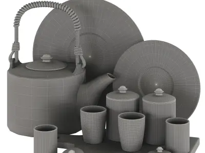 Decorative Tableware Set 02 Low-poly 3D model