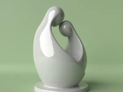 Unified Souls Minimalist Couple Sculpture 3D print model