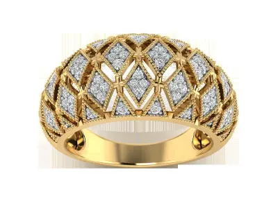 Light Weight Rose Gold Diamond Ring  -R-3924 3D print model