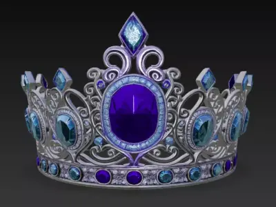 Luxury Golden Crown with Red Ruby Gems 3D model