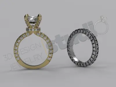 Luxury detail brilliant rings with gems 3d model 3D print model