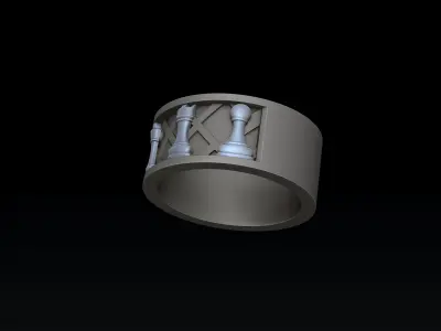 Jewelry Chess Ring With Enamel 3D print model