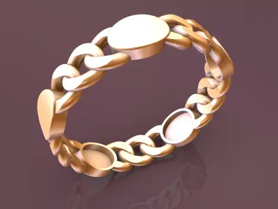 CubanChain With a Oval Ring 3D print model