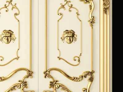 Luxury Classic baroque carved door 3D model