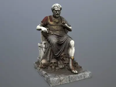 man statue Low-poly 3D model