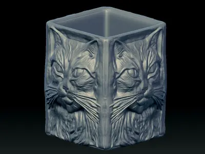 Cat-Cube-Vase-Printable - 3D print 3D print model