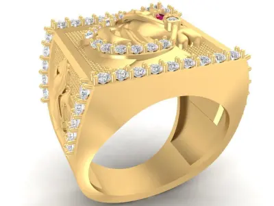 Luxury Horse Head Square Ring for Men  2809 3D print model