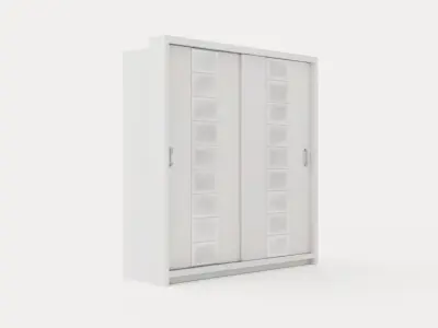 Maxima Wardrobe 215 Cm Led Lighting 2 Sliding Doors White Low-poly 3D model