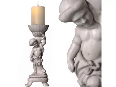 Classic Marble Candlestick Sculpture Candle Holder 3D model