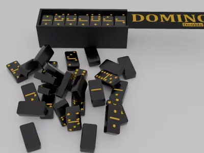 Black and Gold DOMINO SET Low-poly 3D model