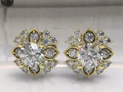 Timothes Diamond Earing 3D JewelryModel Printable 3D ER7 3D print model