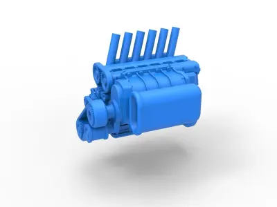 Supercharged straight-six engine Version 2 Scale 1 to 25 3D print model