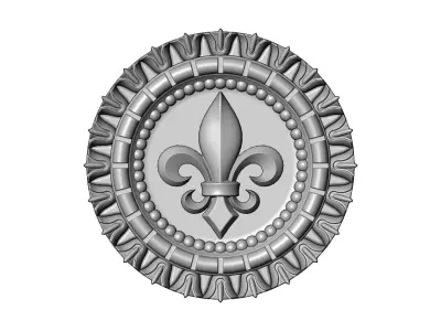 Heraldic lily flower pattern ceiling medallion rosette sculpture 3D print model