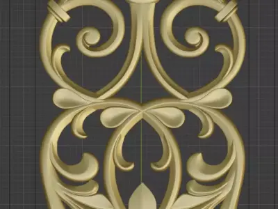 Carved decor vertical  3D model
