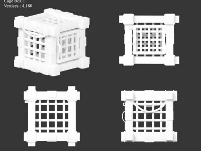 Medieval Containers Wooden Cages Low-poly 3D model
