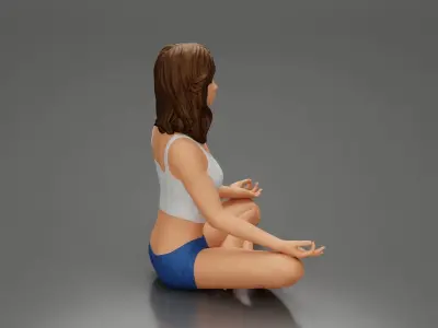 Sexy girl sitting in yoga pose meditation 3D print model