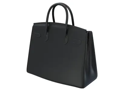 Hermes Birkin Bag with Chain Black Low-poly 3D model