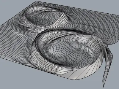 Surface Twirl Parametric Facade Design Grasshopper Rhino Files 3D model