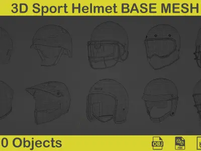 3D Sport Helmet Base Mesh 3D model