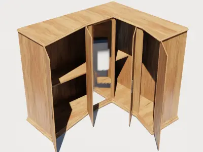 Wood cabinet complete textures and materials  Low-poly 3D model