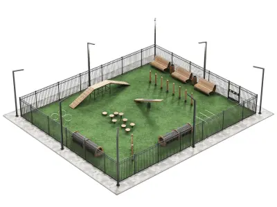 Dog walking area gym 3D model