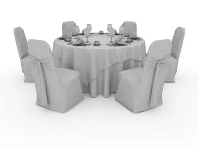 Banquet Table and Chair 56 3D model
