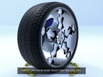 ORTAS CAR RIM 69-70 GAME READY RIM AND TIRE 3D Model Pack