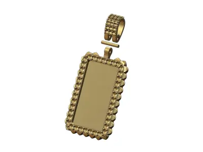 Spikes rectangular diamond bail memory pendant 3D print model