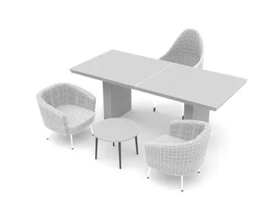 The classic office desk and chair 03 Low-poly 3D model