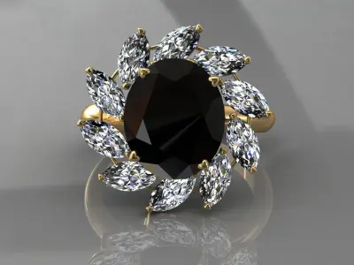 Flower ring 3D print model 5