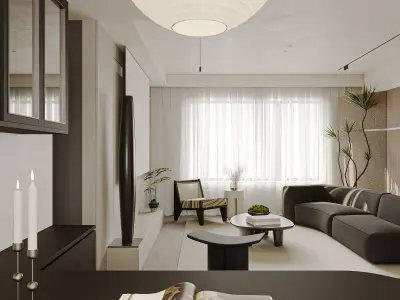 Modern living room dining room interior scenes 266 3D model